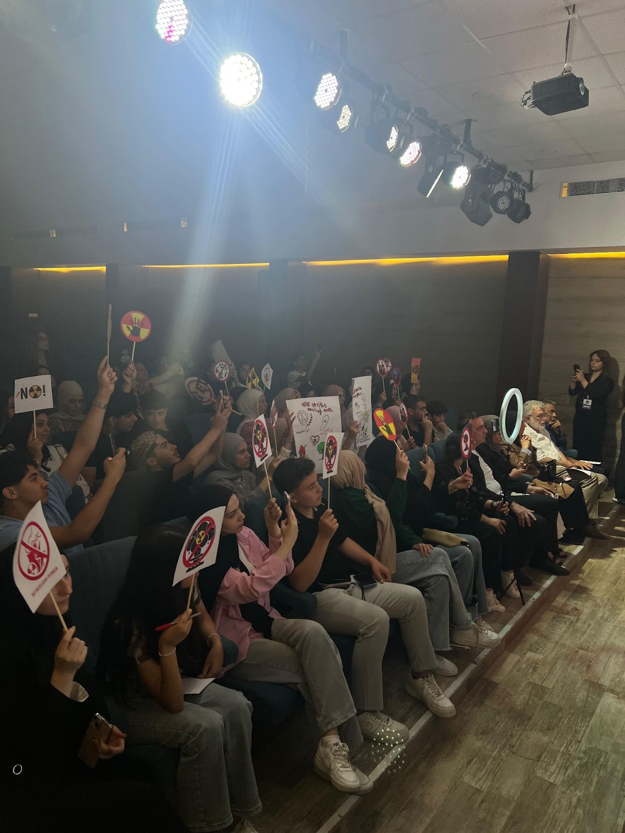 Students in an NBT public speaking room